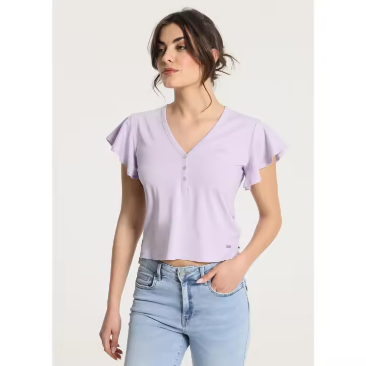 Victorio & Lucchino - Camiseta de manga corta volantes con botones - 1