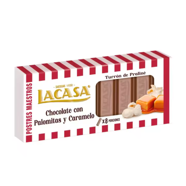 Lacasa Turrón de Chocolate con Palomitas y Caramelo 200 G - 1