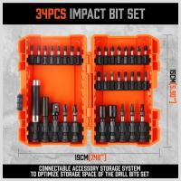 EasySpeed Juego de 34 Puntas de Destornillador, Estuche Profesional Acero S2, Estrella Phillips, Torx, Plano, Cuadrado, Portabits, Llave de vaso y Tuerca Hexagonal. Vástago de Impacto para Taladro - details 3