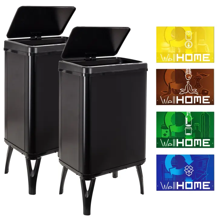 Cubos de Basura Inteligente Wellhome - Pack de 2 40L - Negro - 1