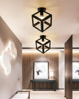 Lámpara De Techo Vintage E27 En Metal Negro Para Pasillo Foyer Aisle Iluminación Interior De Cages Chandelier Para Hogar - details 10