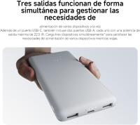 Xiaomi Power Bank 10000mAh 22.5W Lite GL, PowerBank Batería Externa con Carga Rápida Bidireccional de 22.5 W Máx  para iPhone, 3 Puertos de Salida, Segura para Llevar en el Avión, 2x USB-A, 1x USB-C, Color: Blanco - details 3