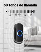 Timbre Inalámbrico Exterior Impermeable IP65,Kit Timbre Inalámbrico Alcante 150m,Timbre Inalámbrico para Puerta 39 melodías, Grados Volumen de 5, 1 Transmisor Y 1 Receptor,Indicadores LED - details 2