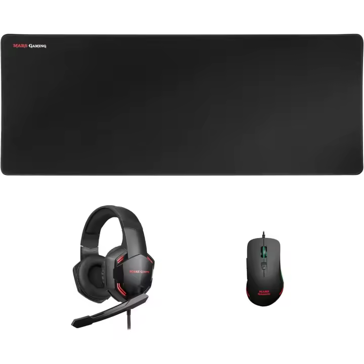 Pack Gaming Mars Gaming MCPPRO/ Alfombrilla + Ratón Óptico + Auriculares con Micrófono - 1