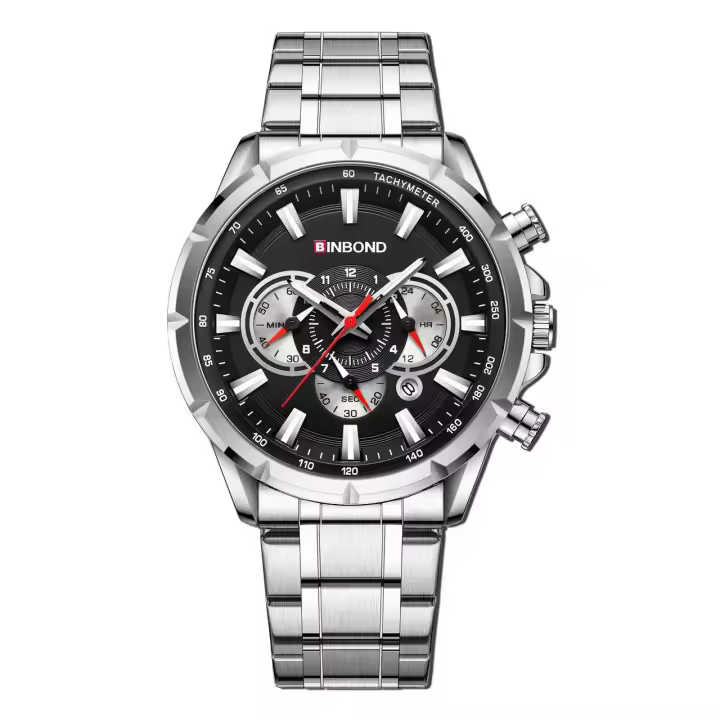 Reloj De Hombre BINBOND Lujo Moda Diseño Nueva Resistente Al Agua Luminoso Fecha Acero Inoxidable Movimiento Cuarzo Reloj Con Caja - 1