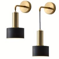 Lámpara De Pared Vintage E27 Base Industrial Ajustable Retro Para Iluminación Interior De Loft Dormitorio Luz Fijación Metálica Color Negro - details 2