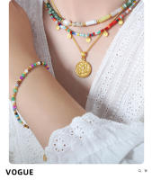 Nuevo Sentido de alto nivel de estil étnico Bohemio Piedra natural Colores combinados pulsera hecha a mano de cuentas Mujer Cien con accesorios - details 3