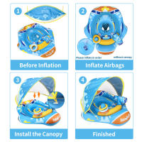 Círculo de descanso para bebés Swimbobo con toldo de protección solar para jugar en el agua y bolsillo transpirable para juguetes. - details 8