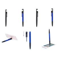 Lote de 20 Bolígrafos multifunción 7 en 1 de mecanismo giratorio color surtido negro y azul con soporte para dispositivo móvil, puntero, limpiador de pantalla, regla integrada en cuerpo cm y pulgadas-, destornilladores de punta plana y estrella tinta azul - details 0