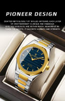Reloj De Lujo Para Hombre Con Diamantes Y Luz Nocturna Calendario Doble Cuarzo Movimiento 41mm Azul Oro Acero Inoxidable Reloj De Moda Negocios Resistente Al Agua - details 2