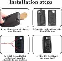 Banner - Carcasa mando llave del coche 3 botones compatible con citroen y peugeot negro v2