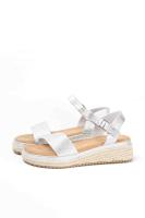 Lyla Wang Sandalias doradas mujer de esparto diseño con doble tira - details 7