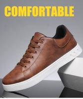 Zapatos Casuales De Cuero Para Hombre Diseño Moda Mocasines Marrones Comodidad Al Aire Libre Plano Antideslizante Zapatos De Patinaje Para Hombre - details 1