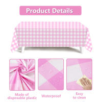Mantel De Plástico PE a Cuadros Rosa Verde Blanco Para Fiestas De Cumpleaños Restaurante Cocina Picnics Interior/Exterior Decoración De Boda - details 10