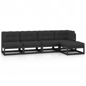 VIDAXL conjunto de muebles para el jardín con un acabado negro y gris antracita vida xl - 1