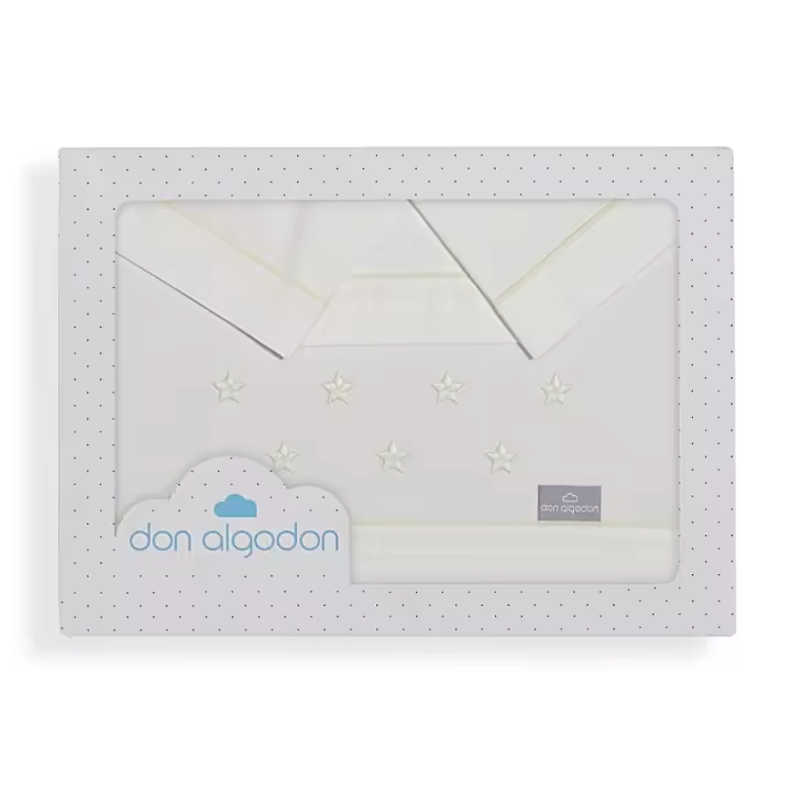 Sabanas Cuna 60x120 algodon 100% - (bajera+encimera+funda almohada) Estrellas bordadas Don Algodón - 1