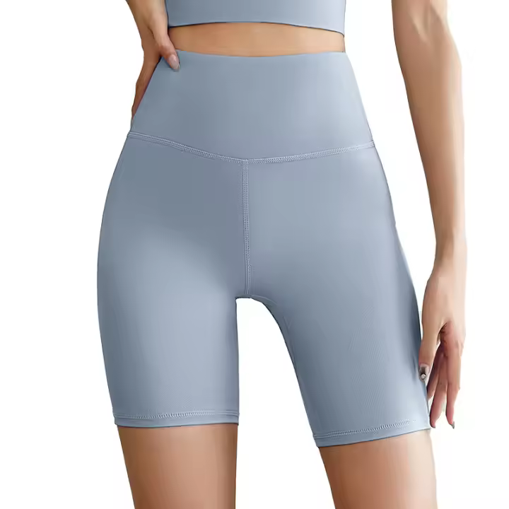Pantalones cortos deportivos de fitness para mujer, de color melocotón, con realce de cadera, cintura alta, elásticos, para yoga - 1