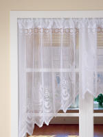 Cortina Francesa Blanca De Encaje Decorativa Curva Sin Perforar Para Dormitorio Cocina Sala De Estar Cortinas Pequeñas - details 2