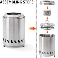 Estufa De Acero Inoxidable Para Fogata Al Aire Libre Hornear Leña Quemador De Leña Portátil Brasero Sin Humo Para Camping - details 2