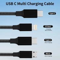 Cable USB Tipo C 3 En 1 Carga Rápida Para iPhone Samsung Huawei Xiaomi Cable Multifuncional Con Micro USB Y Tipo C Corriente Máxima 2.4A Material De Nylon Empaquetado Retail - details 1