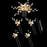 Juego De 5 Accesorios De Cabello De Luxo En Cristal Para Mujer Estilo Romántico Joyería Para Boda Y Fiestas Clip Y Peine - details 4