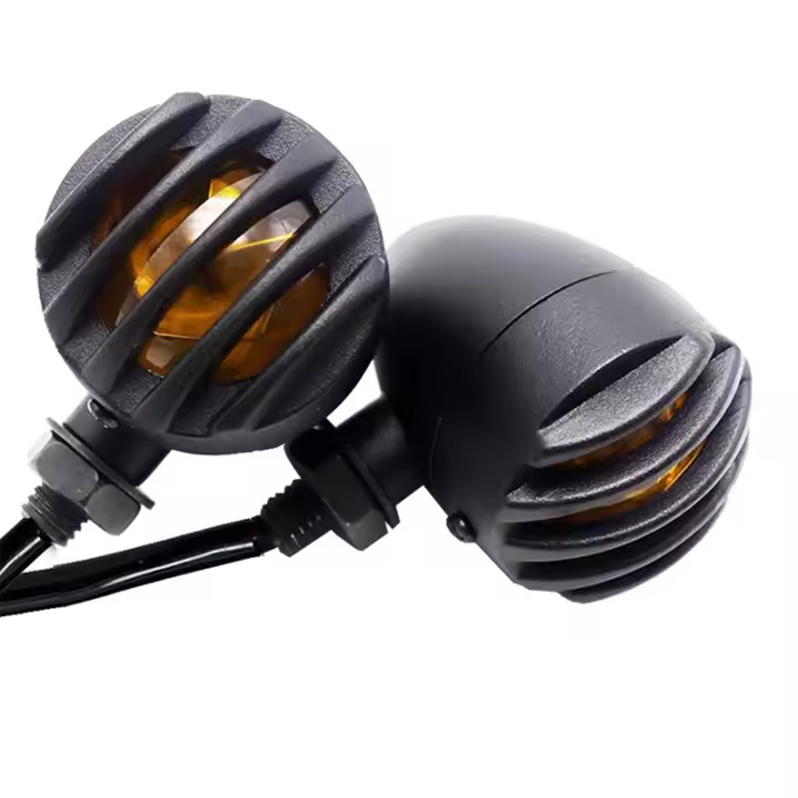 2PCS Lámparas De Señal Para Motocicleta Amarillas Frente Y Trasera 12V Indicador De Grilla Bullet Para Harley Cafe Racer Yamaha Suzuki - 1