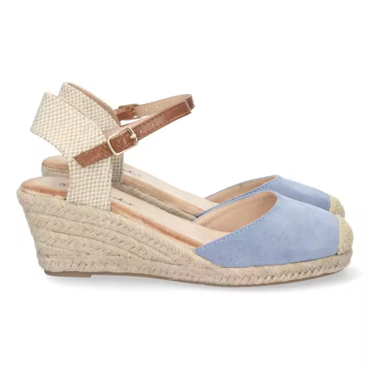 PuntoSalao Sandalias de cuña media en yute mujer color azul - 1
