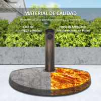 Outsunny Base para Sombrilla Semicircular Soporte para Parasol Pie para Sombrilla con Relleno de Cemento Peso 9,5 kg para Jardín Terraza Bronce - details 1