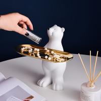 Porta Llaves Figura De Oso Polar Escultura De Animal Decoración Nórdica Para El Hogar Taza De Llaves De Resina Material - details 3