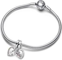 Pandora Momentos de las mujeres de Plata esterlina Pieza del rompecabezas Corazonadas divisible Amistad cuelgan El Encanto, viene con Caja de Giunta original. - details 2