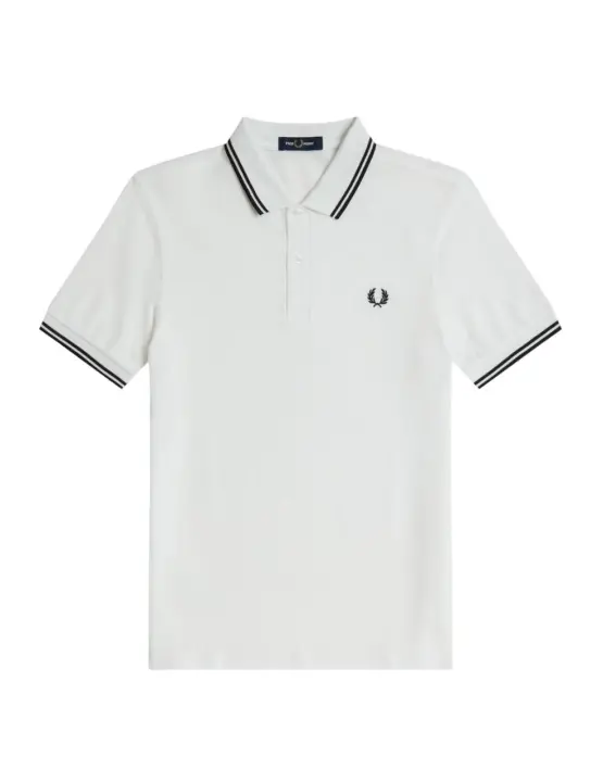 Polo Fred Perry Twin Tipped Hombre Blanco - 1