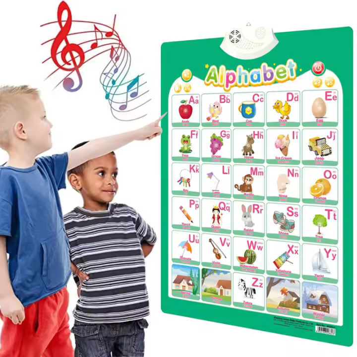 Placa de Pared Interactiva Electrónica de Frutas Animales y Números Alfabéticos para Niños Juguete Educativo Temprano en Inglés - 1