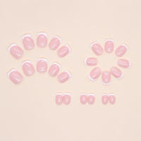 Uñas Postizas Francésas Blancas Pura Línea 24 Piezas + 1 Pegamento + 1 Lija Material De Resina Sin Químicos De Alta Importancia Origen China - details 1