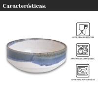 Set de 6 Cuencos de Cerámica 400 ml - Diseño Artesanal con Acabado en Tonos Azul y Blanco - Ideales para Sopas, Ensaladas y Postres - Resistentes y Aptos para Microondas y Lavavajillas - No Pierden Co - details 1