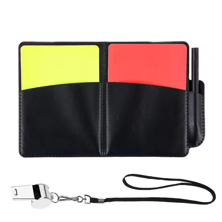 Juego De Arbitro Durable PVC Con Tarjeta Roja Y Amarilla Con Silbato De Acero Inoxidable Y Correa Para Todos Los Deportes - 1
