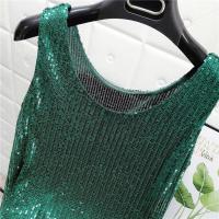 Chaleco De Noche Con Lentejuelas Para Mujer Estilo De Calle Blanca Brillante Poliéster Talla Regular Top De Verano 2022 - details 28