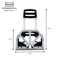 LUTODY - Carretilla transportadora de metal, Con 2 ruedas, Resistente, Ligero, Carro compacto para llevar mercancía, Mensajería, Tranportar bultos, Cajas, Compras - details 5
