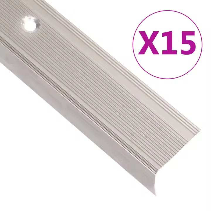 vidaXL Perfiles de peldaños forma de L 15 uds aluminio champán 90 cm - 1