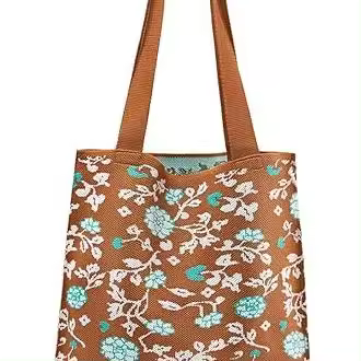 Bolso Tote bonito, bolsos de crochet para Mujer, Bolso Tote Pequeño estético, Bolso Tote tejido con Gato y Flor, Flor Marron - 1