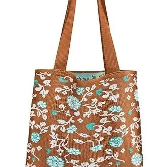 Bolso Tote bonito, bolsos de crochet para Mujer, Bolso Tote Pequeño estético, Bolso Tote tejido con Gato y Flor, Flor Marron - 1