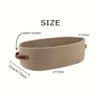 Cesta De Almacenamiento Oval Tejida Para Baño Organizador De Escritorio Multifuncional Porta Papel Toalla De Toilette Caja De Almacenamiento Para Juguetes - details 4