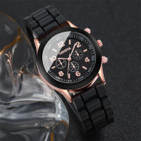 Reloj De Lujo Para Mujer 2Pcs Conjunto Moda Elegante Aleación Pulsera De Silicona Regalo De Vacaciones Para Parejas - details 1