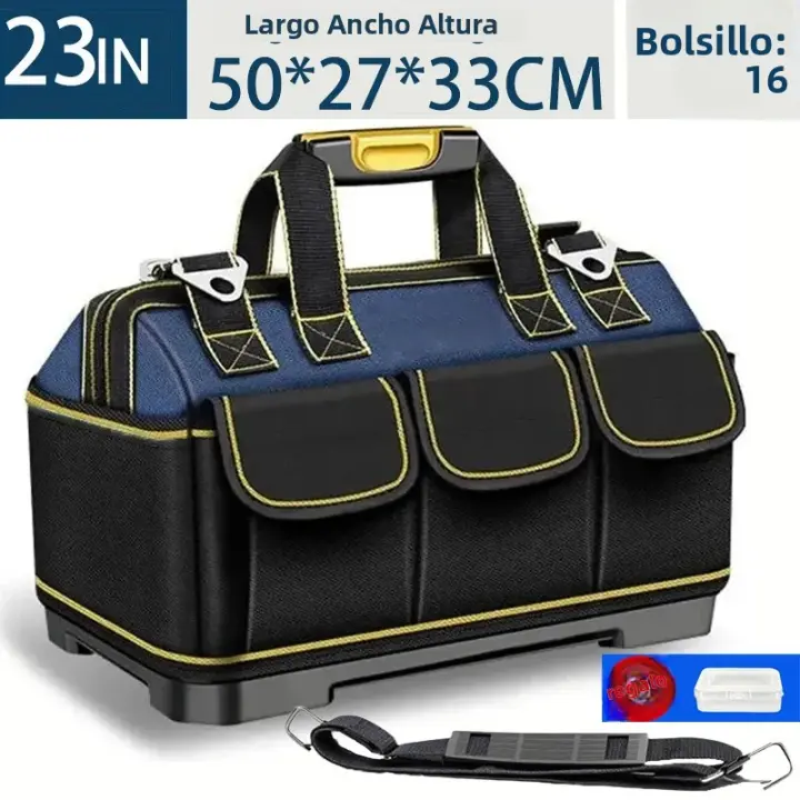 Bolsa De Herramientas Multifuncional De 23 Pulgadas Capacidad Grande Resistente Al Agua Y Al Desgaste Con Múltiples Bolsillos Para Electricistas - 1