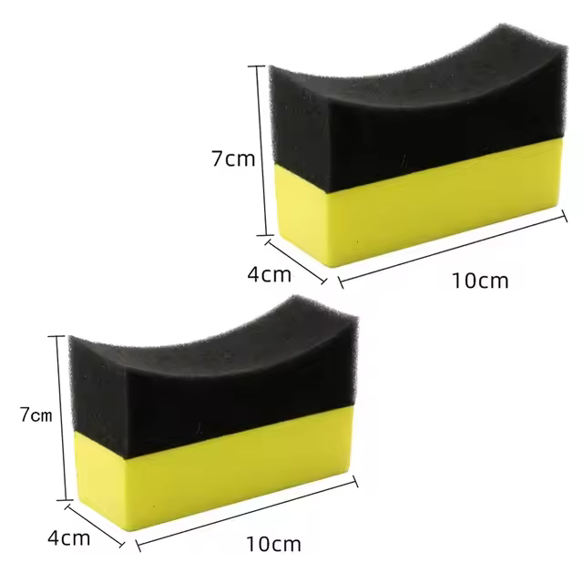 2/4pcs Esponja De Limpieza Para Ruedas De Coche Cepillo De Limpieza De Neumáticos Accesorios De Detalle De Plástico Para Limpieza Y Cera De Pulido Tamaño 12X5.5X7cm Color Negro - 1