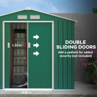 Outsunny Caseta de Jardín 213x130x185 cm Cobertizo Metálico de Exterior para Almacenamiento de Herramientas con 2 Puertas Correderas y 4 Ventanas para Terraza Verde Oscuro - details 9