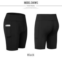 Pantalones cortos de Yoga para mujer con bolsillos laterales Fitness Running elásticos ajustados de secado rápido pantalones de cinco cuartos 2046 ropa deportiva - details 17