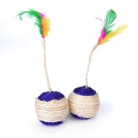 Juguete Interactivo Para Gatos Pelota De Rasguñar Sisal Divertido Juego Con Plumas Adecuado Para Gatitos Suministros Para Gatos - details 3