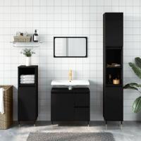 vidaXL Armario de baño madera de ingeniería envejecida 30x30x190 cm en color Madera antigua/Roble Sonoma/Gris hormigón y más | almacenamiento funcional diseño moderno para baño dormitorio sala - details 6
