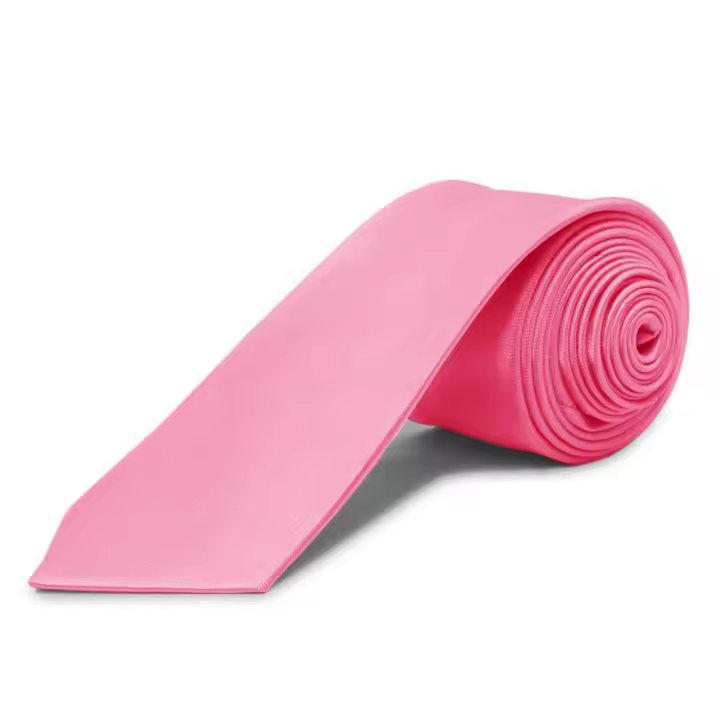 Ociodual Corbata estrecha de poliester unisex para eventos color Rosa textura fina - 1