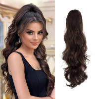 Pony Cola De Caballo Sintética Ondulada Resistente Al Calor Larga Rizada Para Mujeres Big Wave Lazy Bun Grandes Rizos Clip-in Color Puro - details 0